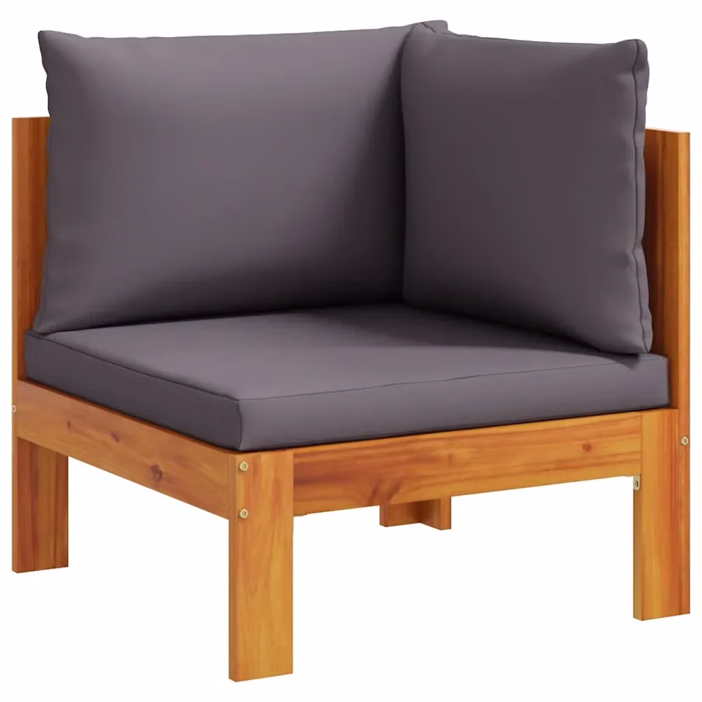 Divano Angolare da Giardino vidaXL in Legno di Acacia con Cuscini Grigi e Rivestimenti Rimovibili – 2