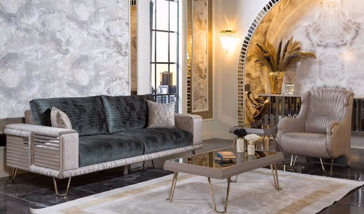 Wohnzimmer Komplette Sitzgarnitur Dreisitzer Couch Einsitzer 2tlg Set