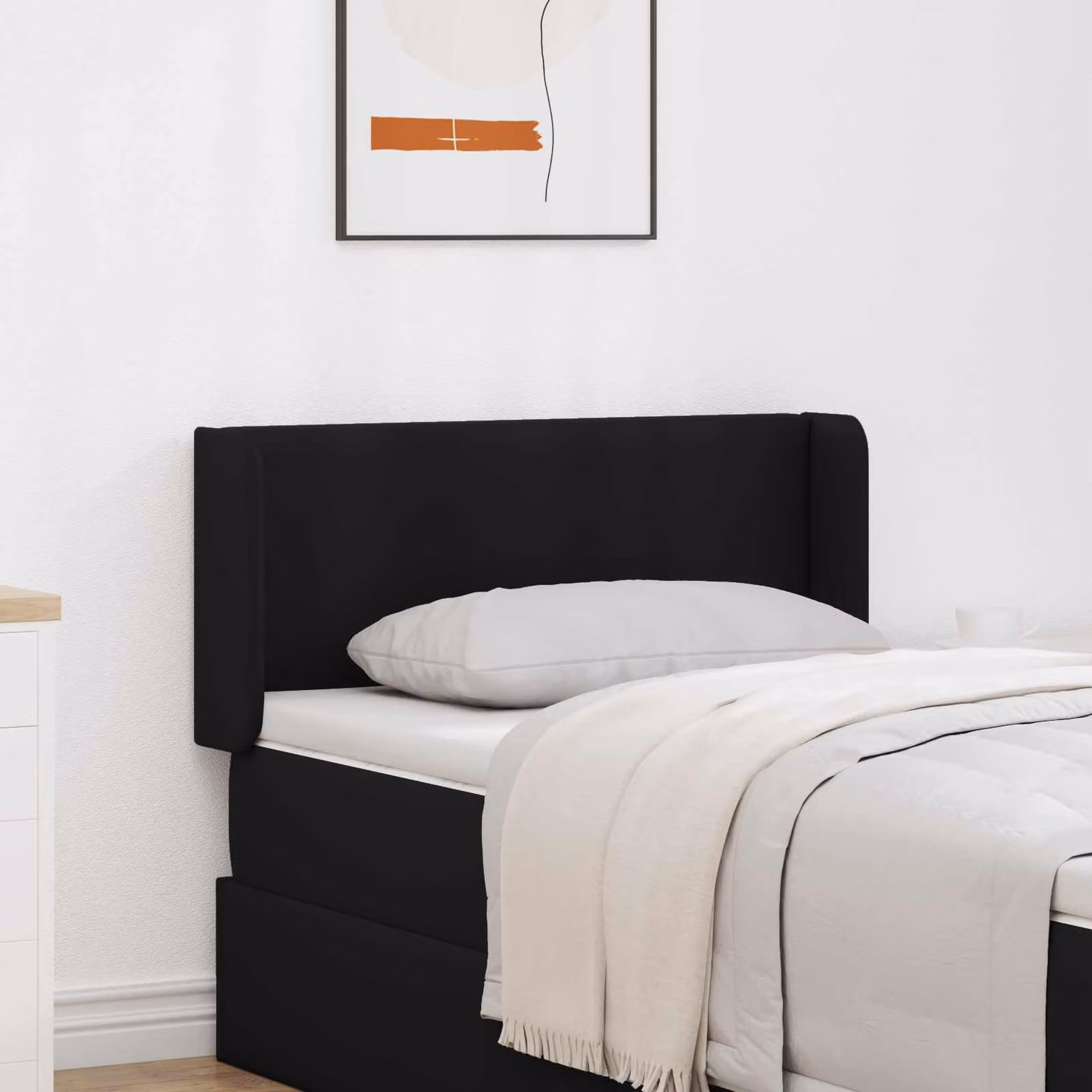Testata del letto imbottita moderna vidaXL in ecopelle nera con pannello decorativo