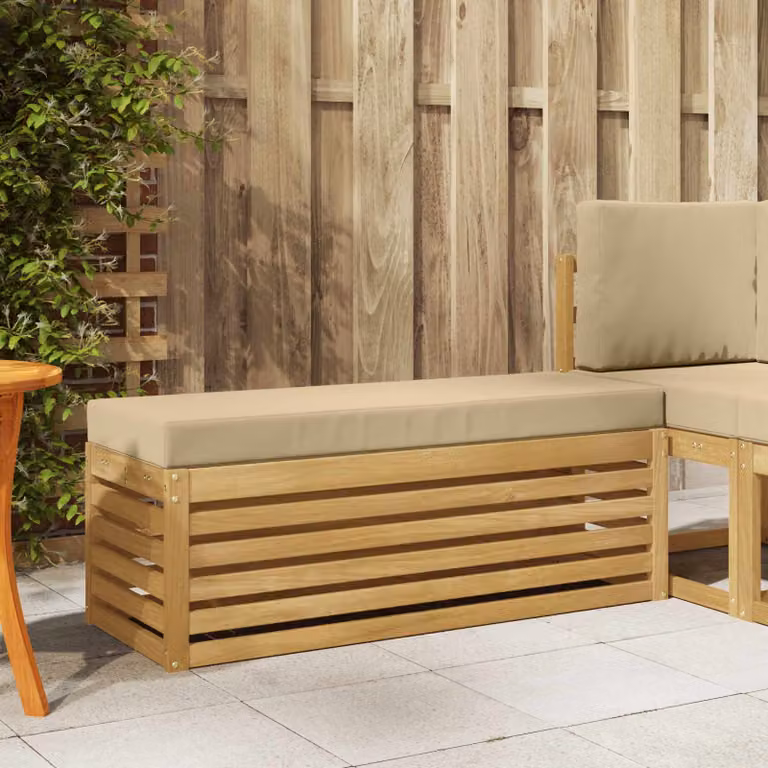 Panca da esterno moderna vidaXL in legno di acacia bianco/beige L: 115 cm, P: 43 cm, H: 37 cm