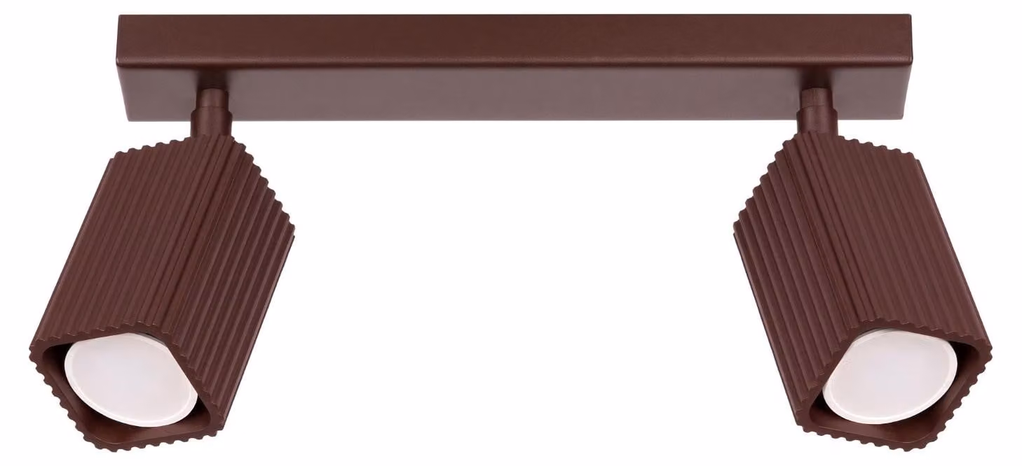 Plafoniera RAYO 2 marrone 2xGU10 10W alluminio 16,5x6x30cm Sollux Lighting