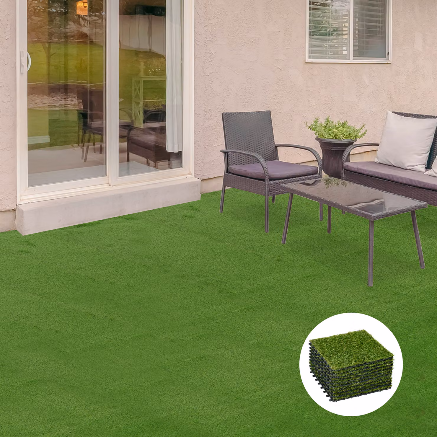 Outsunny Piastrelle da Giardino con Erba Sintetica Verde, Set da 10 Pezzi, L/P: 30 x 30 cm – 2