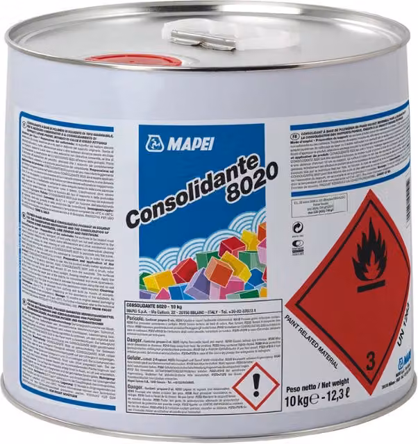 Mapei Consolidante 8020 Trasparente a Base Solvente per Restauro di Pietra, Mattoni e Intonaci, 10 kg – 1