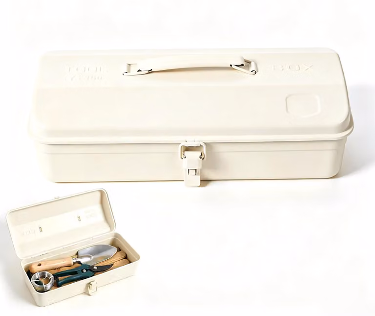 Valigetta per attrezzi in metallo, dimensioni 37x16x12 cm, con maniglia e sistema di chiusura, ideale per lavori di bricolage
