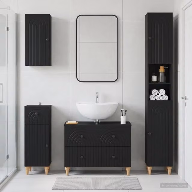 Set di Mobili da Bagno da 4 Pezzi ALKMAAR Nero 3417910