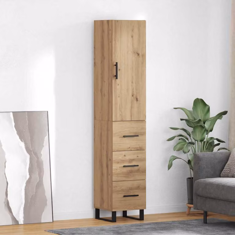 Credenza in legno stile minimalista vidaXL colore rovere marrone L: 34,5 cm, P: 34 cm, H: 180 cm