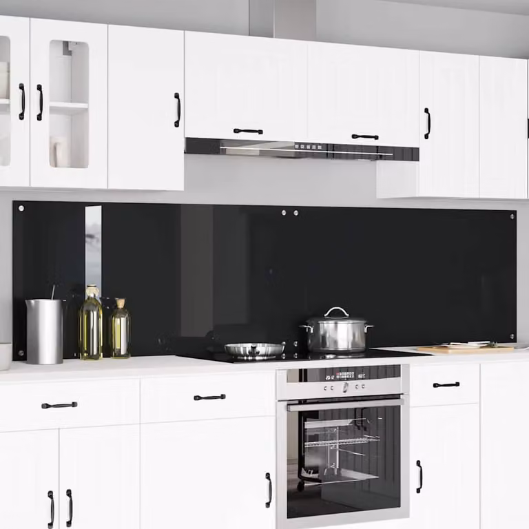 Set di 2 schienali da cucina vidaXL in vetro temperato nero, L: 120 cm, H: 60 cm