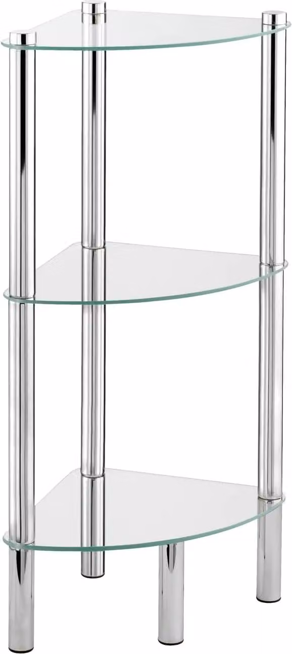 Elegante mensola ad angolo - elegante e funzionale - 1 pezzo - acciaio inox e vetro - 30x74x30 cm