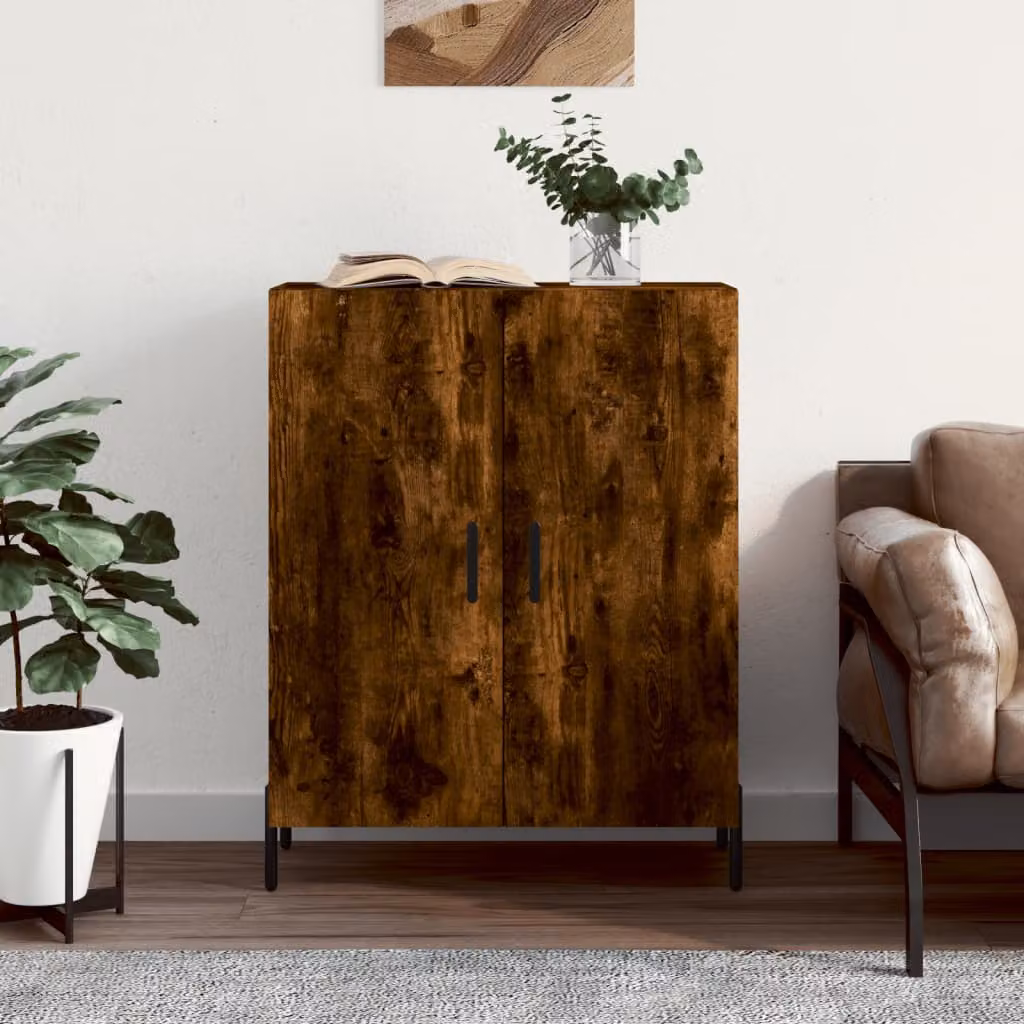 Credenza vidaXL in Rovere Fumo e Legno Multistrato, L: 69,5 cm, P: 34 cm, H: 90 cm