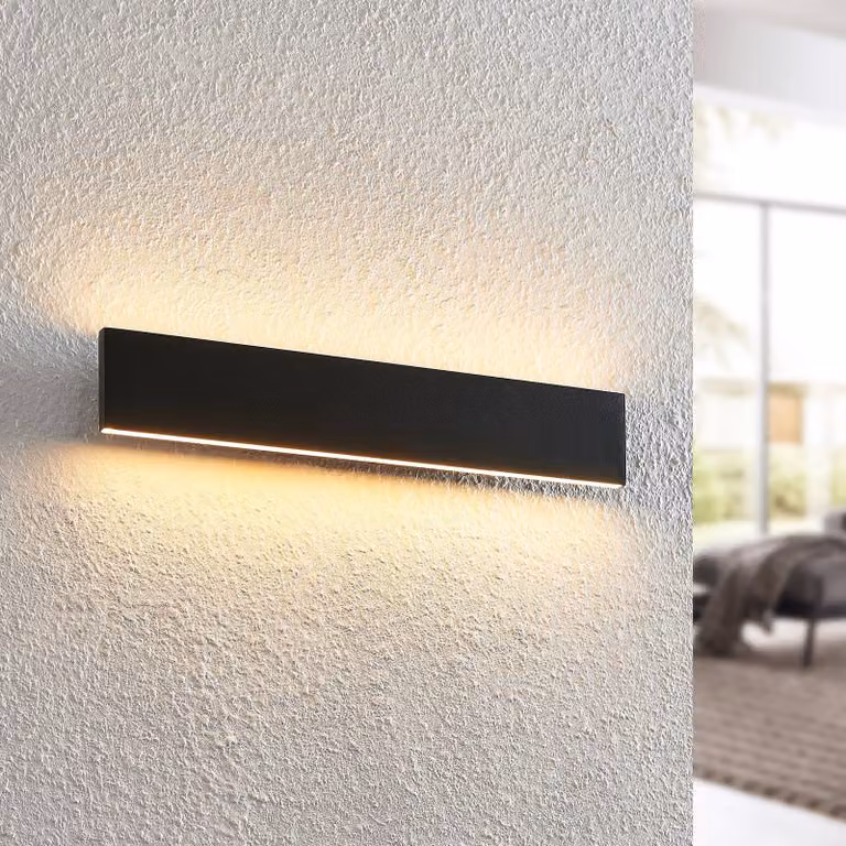 Applique da parete a LED Ignazia Lindby, dimmerabile, Nero, Soggiorno / Sala da pranzo, Metallo, Moderno, Applique a LED