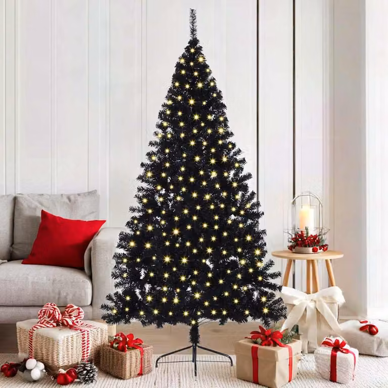 Maison Exclusive - Albero di Natale artificiale preilluminato Nero 180 cm PVC