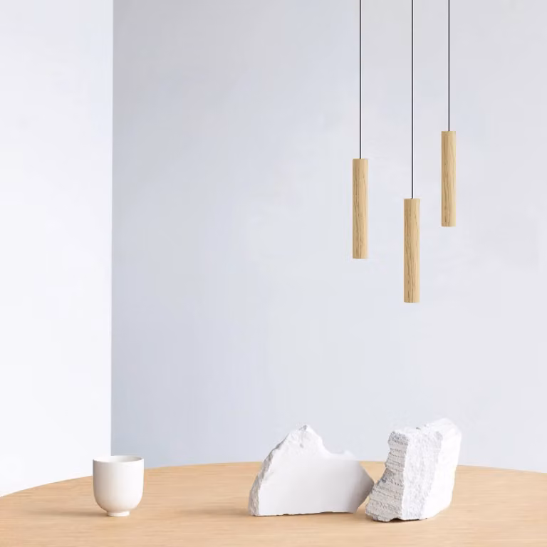 UMAGE Lampada a sospensione Chimes Cluster 3, Legno chiaro, Soggiorno / Sala da pranzo, Design, Lampada a sospensione