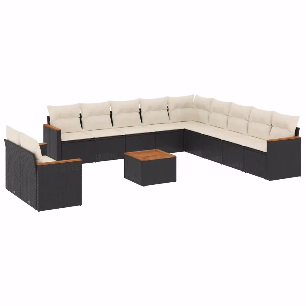 vidaXL Set Divani da Giardino 12 pz con Cuscini, Polyrattan e Acciaio Verniciato a Polvere, Nero e Bianco – 2