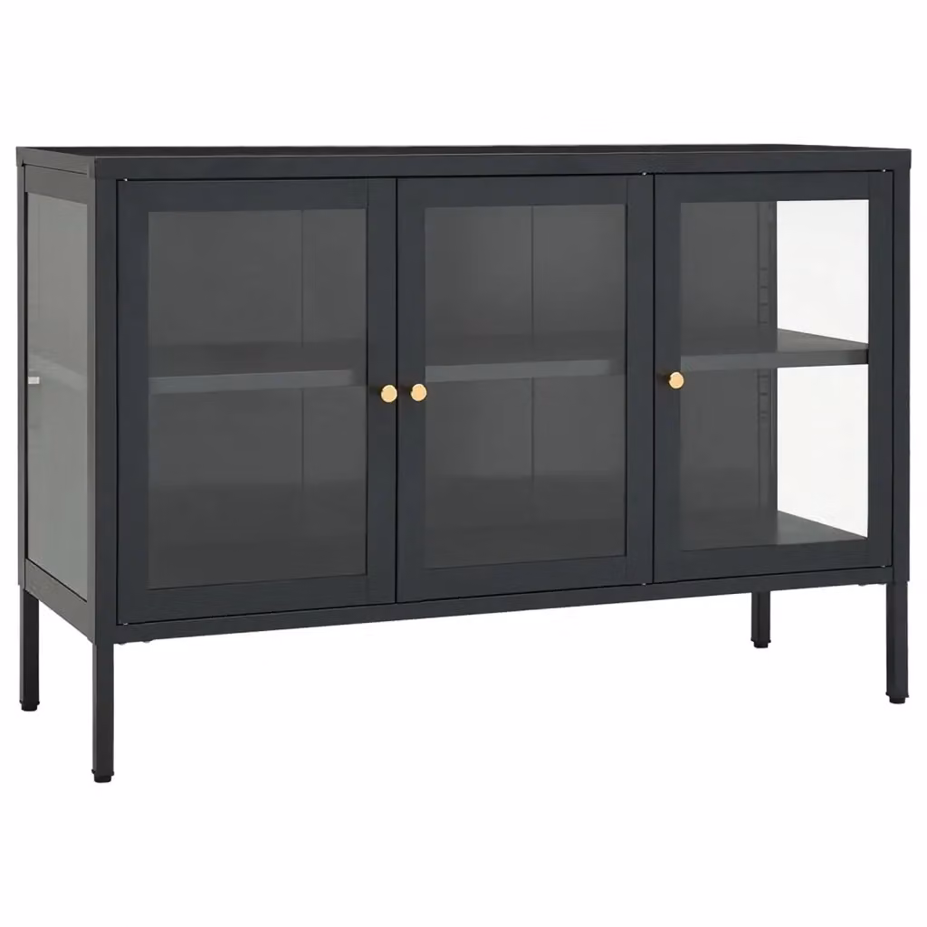 Credenza vidaXL in Acciaio e Vetro Antracite L: 105 cm, P: 35 cm, H: 70 cm – 2