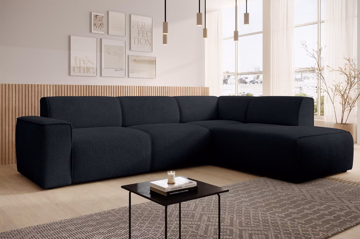 AX LIVING Divano a L Didim L Grigio scuro – 292 cm, elegante e confortevole R
