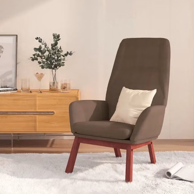 Sedia Relax vidaXL in tessuto beige e marrone con braccioli e struttura in legno e metallo
