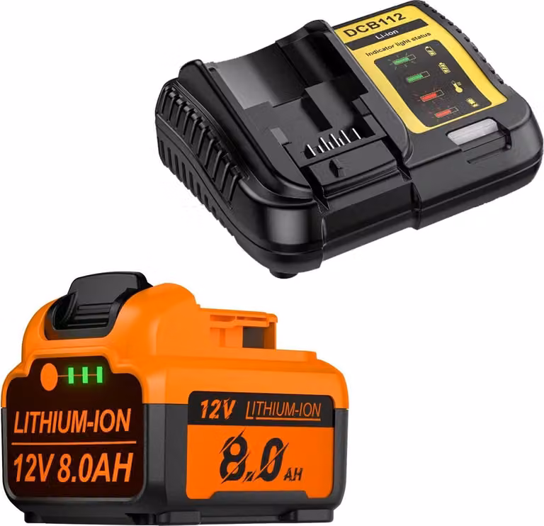 Batteria di ricambio per utensili elettrici - DCB126 - 12 V Li‑Ion 8000 mAh - 1 batteria + caricabatteria - 18650 celle - Beige