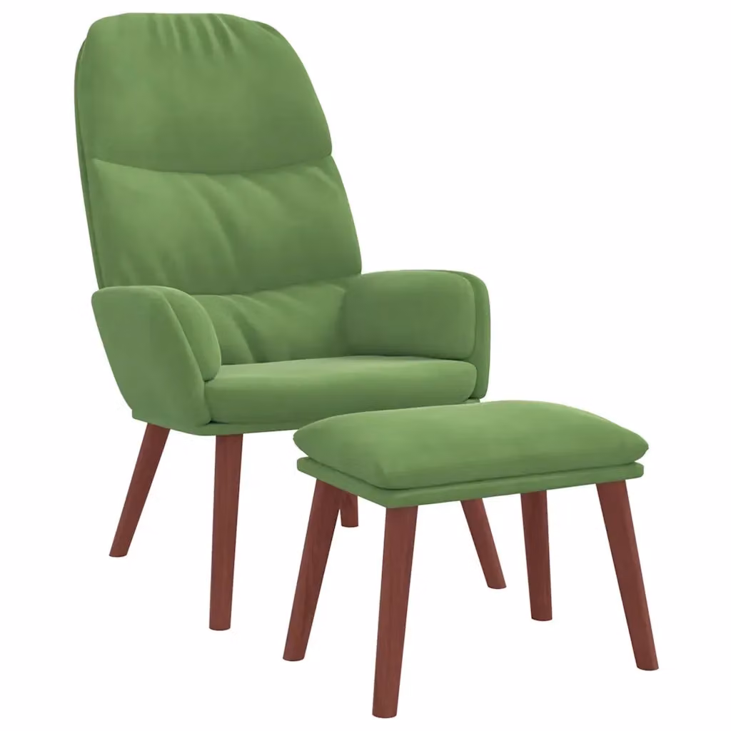 Poltrona Relax Reclinabile con Ottoman vidaXL in Velluto Verde – 2