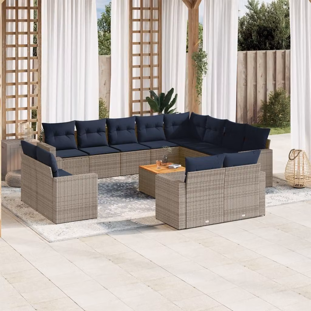 Maison Exclusive - Set Divani da Giardino 13 pz con Cuscini Grigio in Polyrattan
