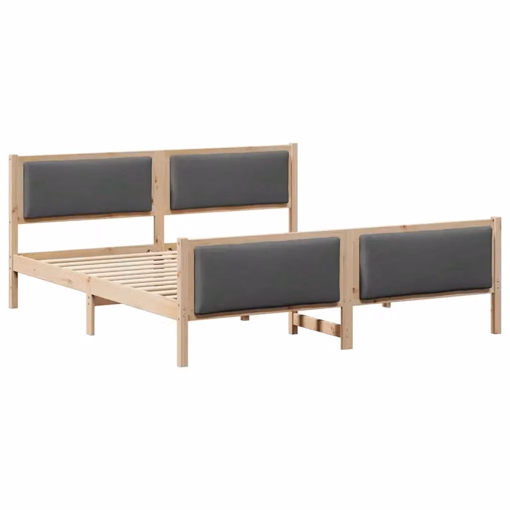 Struttura letto moderna vidaXL in tessuto grigio con legno di pino L/P/H: 180 x 200 x 103 cm – 2