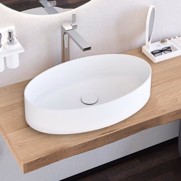 Lavabo da appoggio in pietra Kronenbach, dimensioni 60 x 35 cm