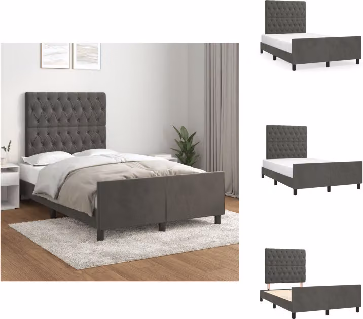 vidaXL Letto con testiera in velluto grigio scuro 120x200 cm - Letti & Reti