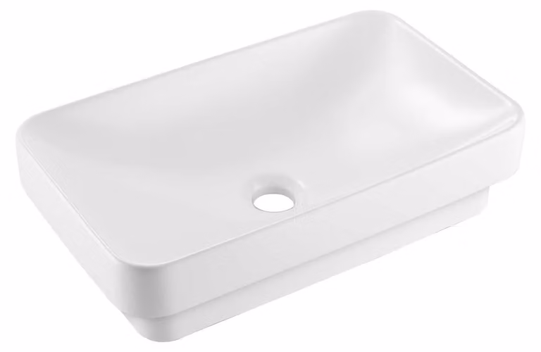 Lavabo da appoggio semicassonato, 40x30 cm, bianco, in Vetroceramica, rettangolare