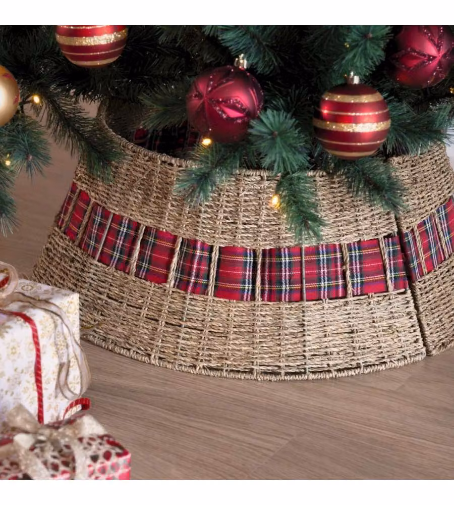 Everlands Cesto Copripiede Albero di Natale - Decoro Tartan - 70x28 cm