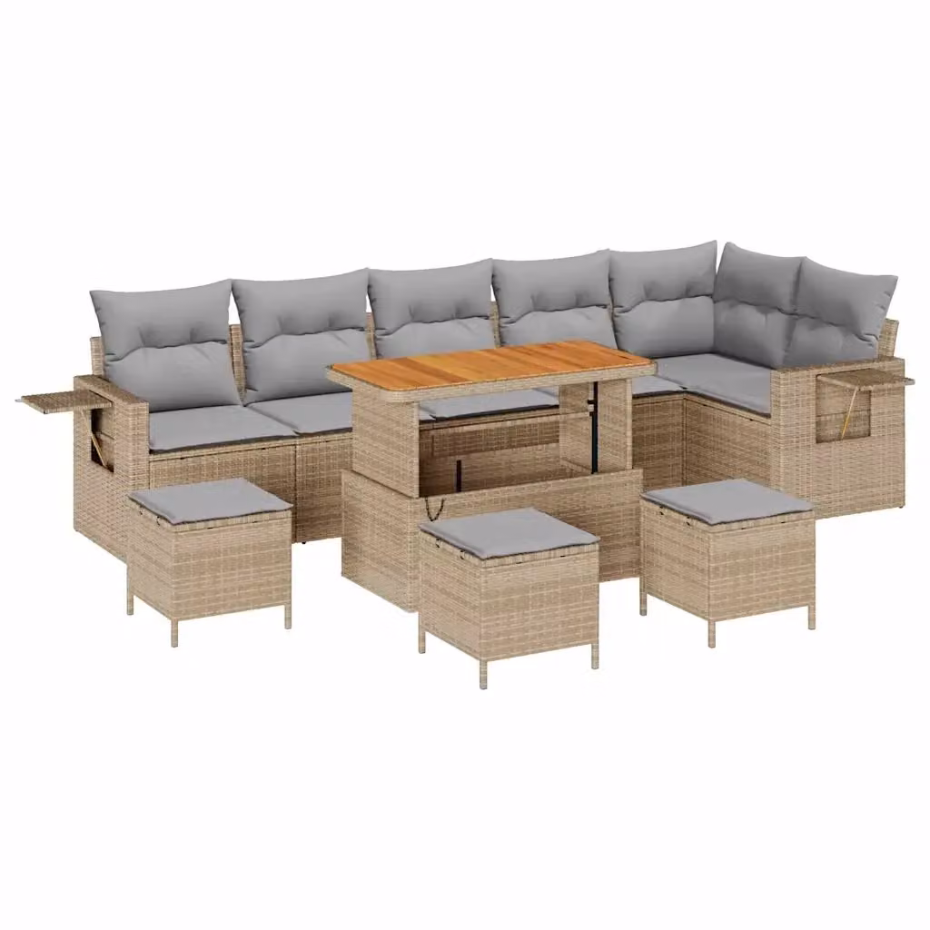 vidaXL Set Divano da Giardino a L 12 pz in Polyrattan con Cuscini Beige e Grigio – 2