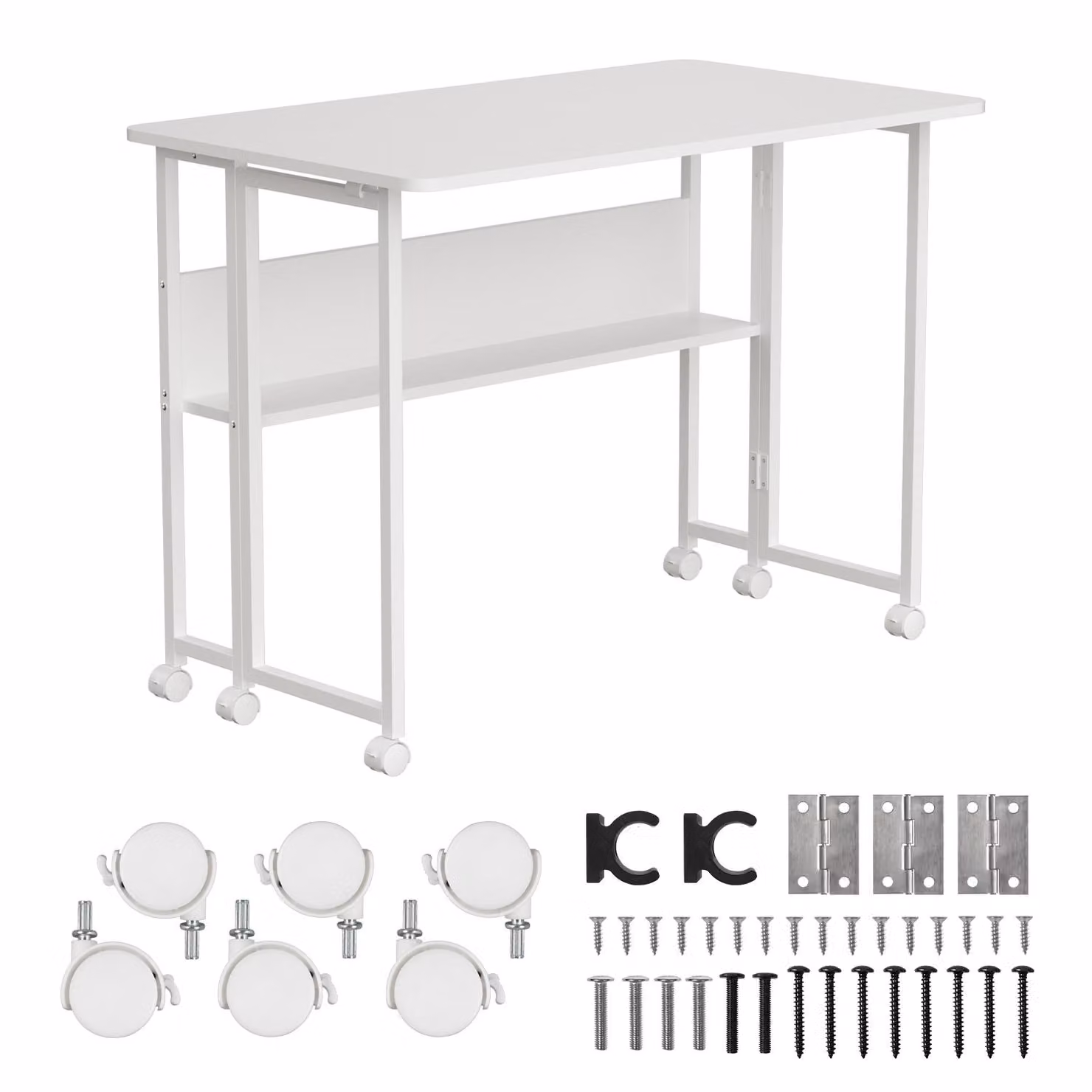 Tavolo pieghevole Maclean bianco piano mobile 100x58cm max. 50kg MC-126 W
