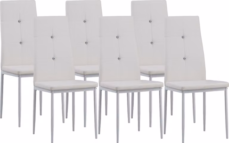 Albatros sedie da sala da pranzo DIAMOND set di 6, bianco - Elegante look a diamante, sedia imbottita con rivestimento in Pelle finta, design moderno ed elegante per il tavolo da pranzo, sedia da cucina, sedia da sala da pranzo con elevata capacità di car