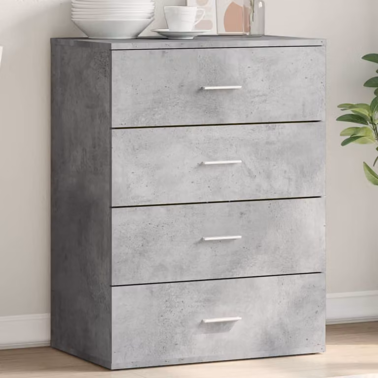 Credenza moderna vidaXL in legno multistrato e MDF, colore grigio e marrone, L: 60 cm, P: 39 cm, H: 80 cm