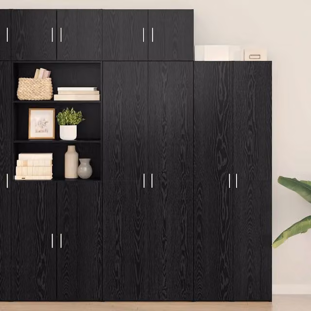 Armadio 3 pezzi vidaXL in rovere e nero con ante a battente, L: 70 cm, P: 42,5 cm, H: 225 cm