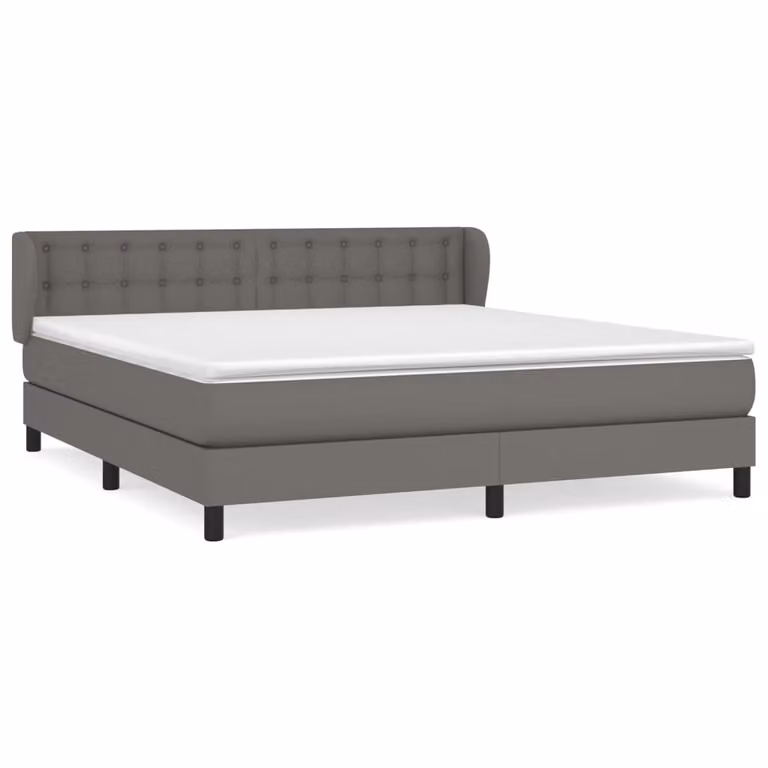 Giroletto a Molle con Materasso Grigio 160x200 cm in Pelle finta