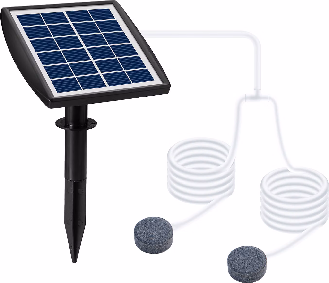 pompa solare a ossigeno 6V 2W plug-in, 2 pietre a bolle d'aria, tubo flessibile da 2,5 m, aeratore per laghetti, laghetti per pesci e piscine all'aperto