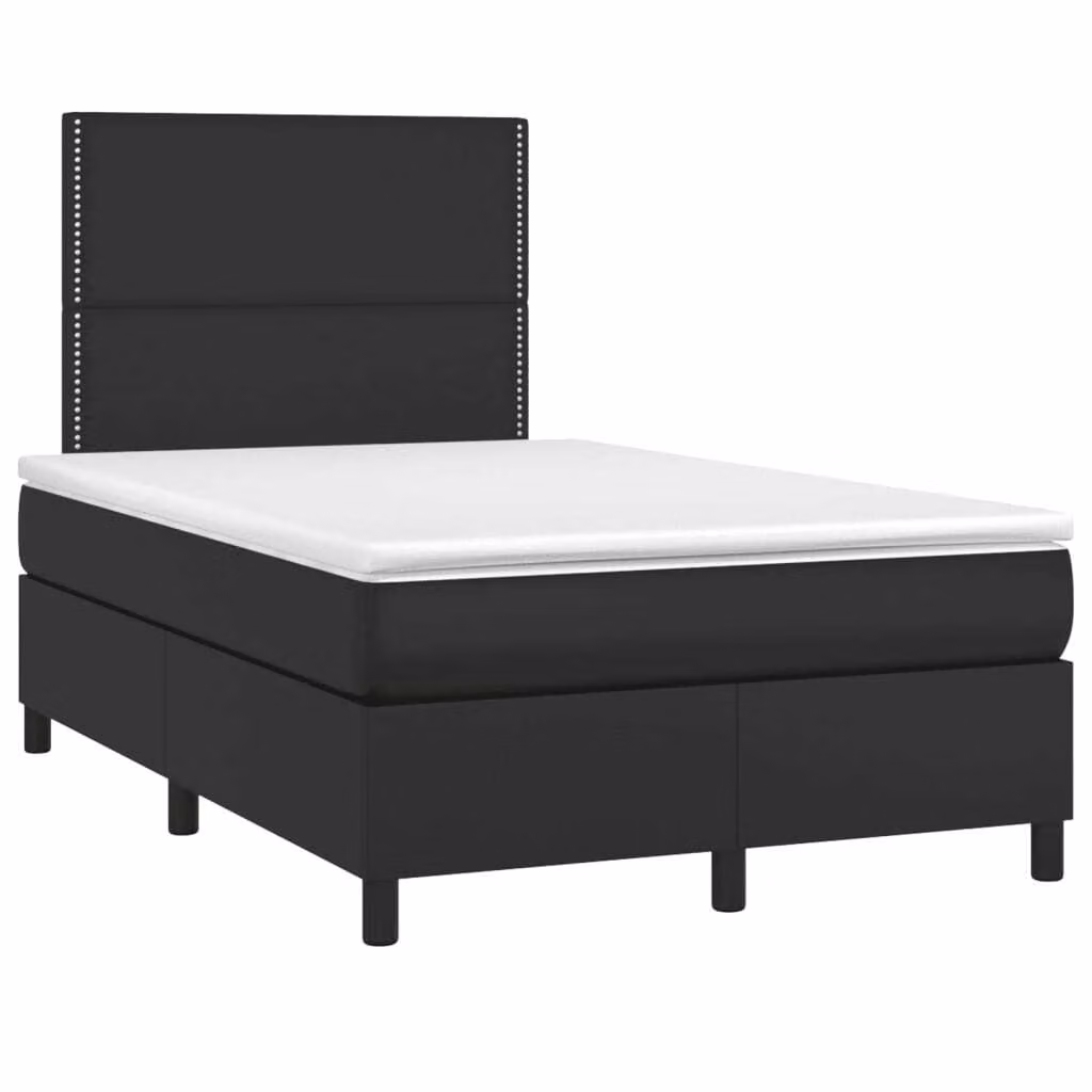 Giroletto a Molle con Materasso Nero 120x190 cm in Pelle finta