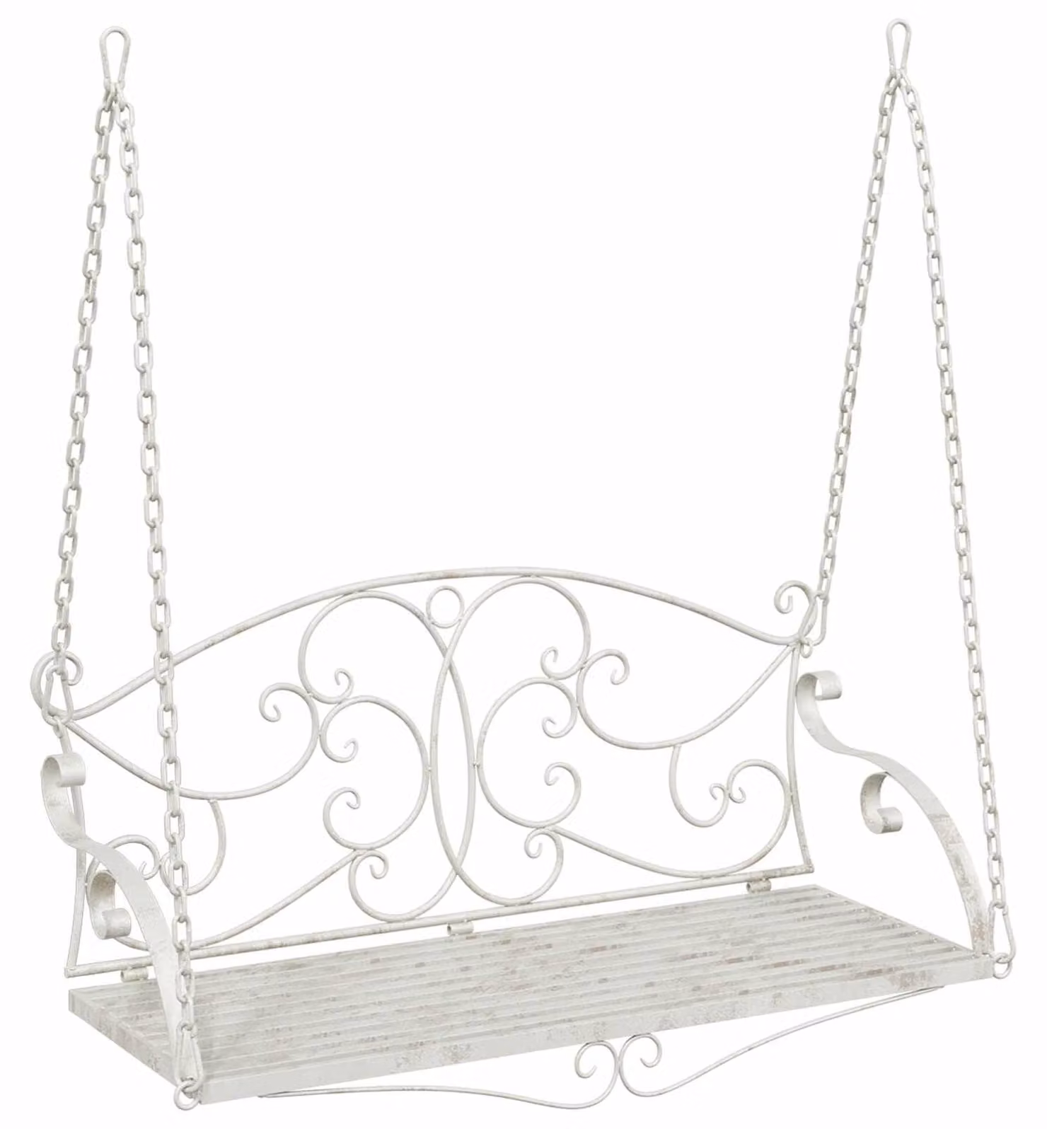 Panchina a Dondolo Acciaio 110 x 52,5 x 47 cm Bianco Antico