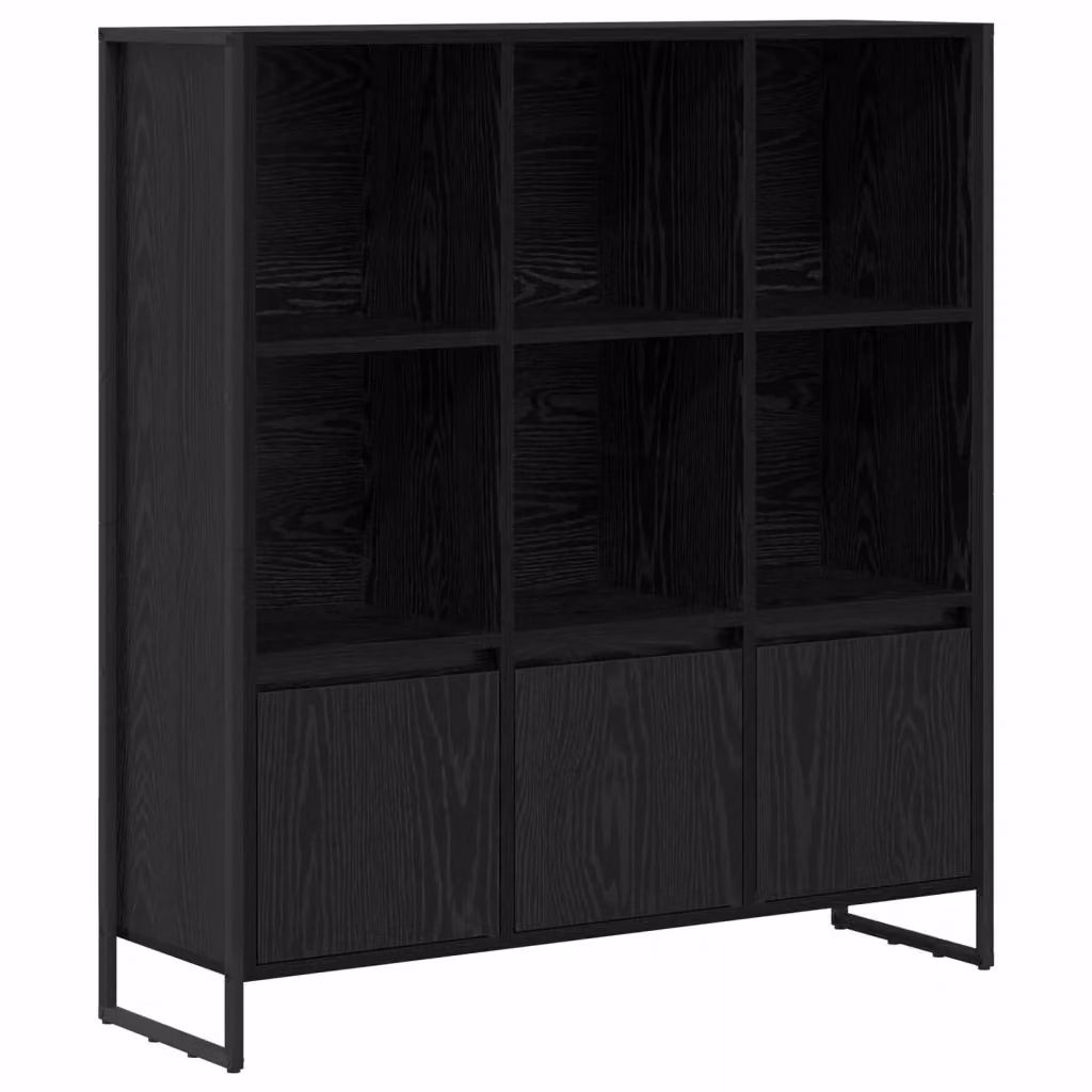 Armadio per libri stile industrial vidaXL in metallo e MDF nero L: 99,5 cm, P: 30 cm, H: 108 cm – 2