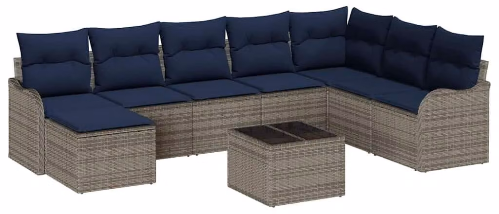 Set di divani da giardino in rattan grigio