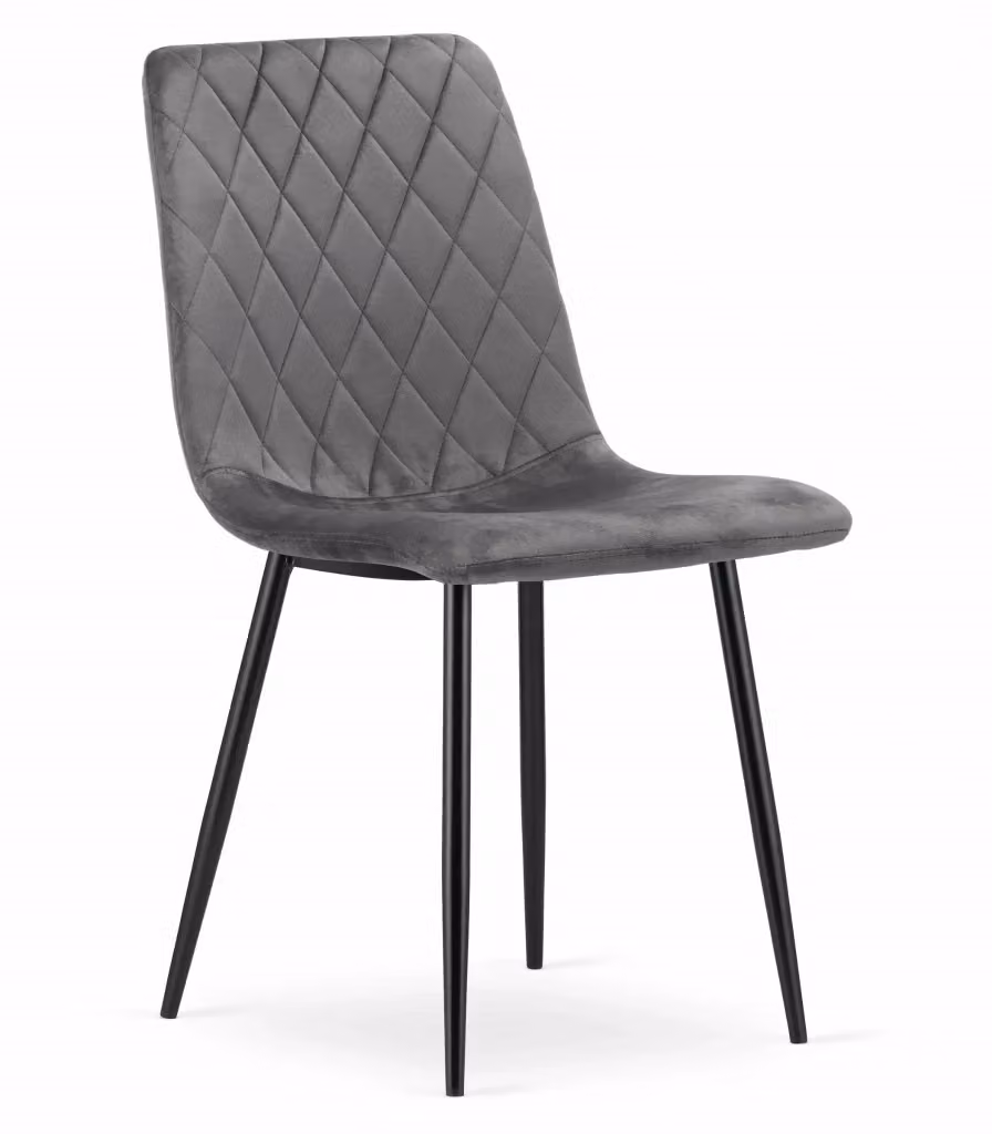Set di 3 sedie Valora TURIN in velluto grigio scuro con design ergonomico e struttura in metallo nero – 2