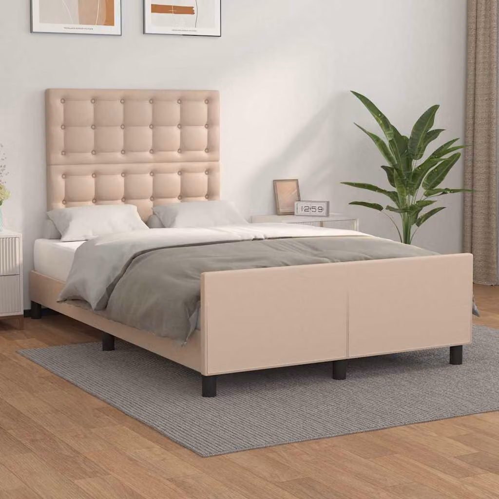 Giroletto con Testiera vidaXL in Similpelle Beige e Marrone L/P/H: 200 x 120 x 126 cm – 1