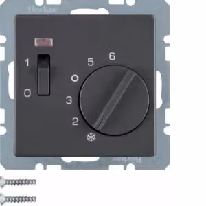 Berker 20316086 Termostato 24 V con contatto di apertura, elemento centrale, interruttore a bilanciere e LED antracite s