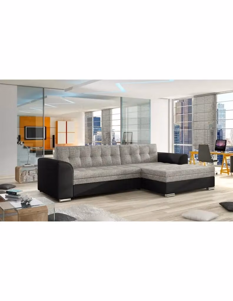 Divano ad angolo trasformabile CONFORTO MEUBLORAMA 4 posti grigio e nero con angolo destro – 2