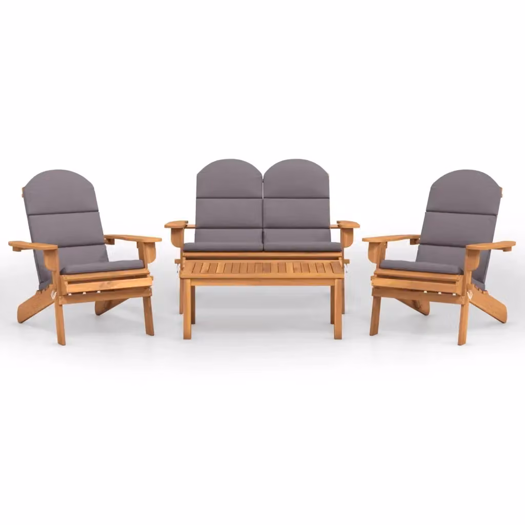 Set Salotto da Giardino vidaXL in Legno di Acacia con Cuscini Grigi e Tavolino da Caffè – 2