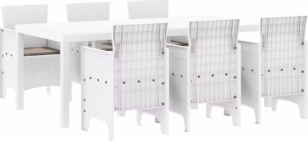 Set da Pranzo per Giardino 7 pcs Bianco Polipropilene