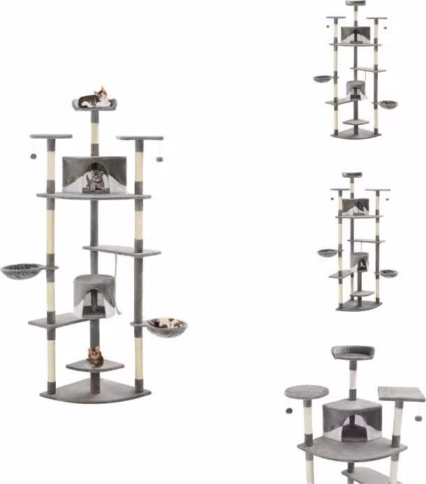 vidaXL Tiragraffi per gatti con tiragraffi in sisal 203 cm Grigio e bianco - Tiragraffi