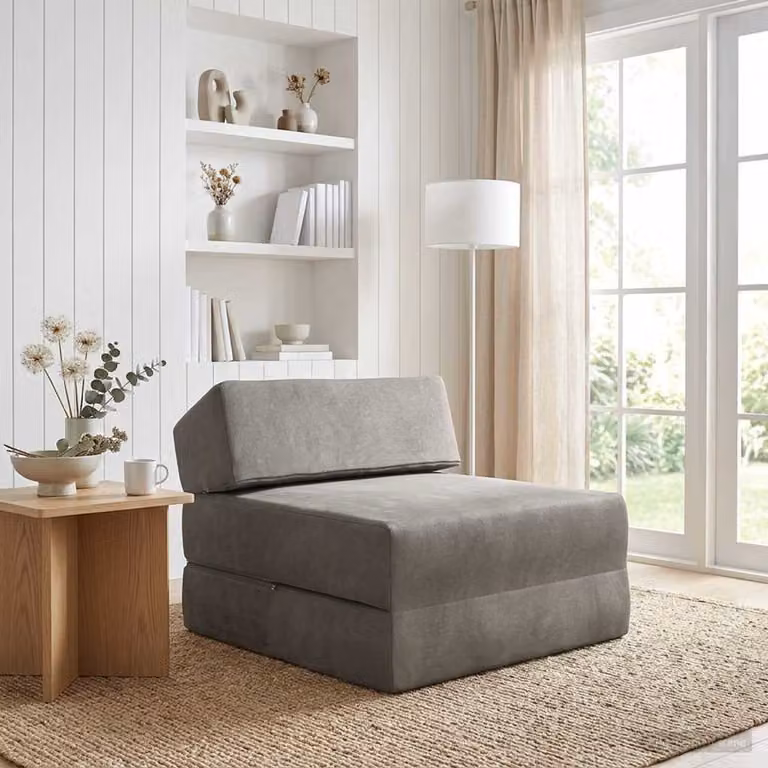 vidaXL Divano Letto Pieghevole Moderno in Tessuto Grigio L: 60 cm, P: 70 cm, H: 41 cm
