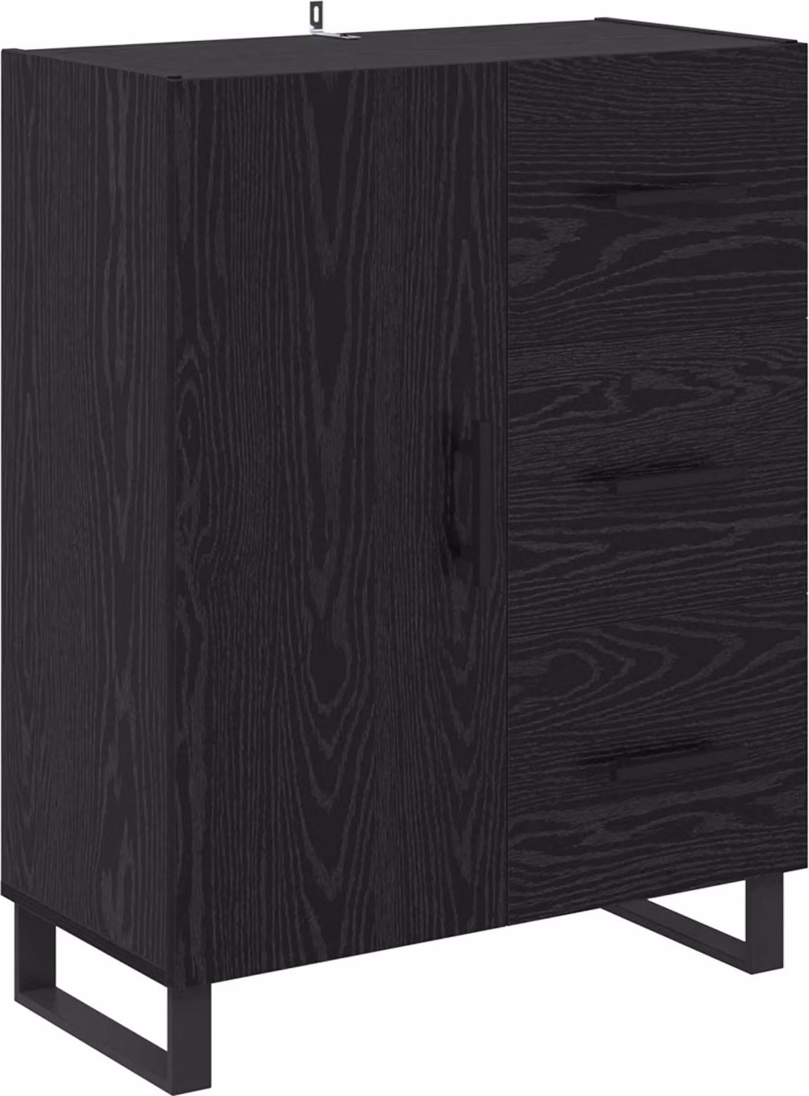 Credenza con cassetto Rovere Nero 69,5 x 34 x 90 cm