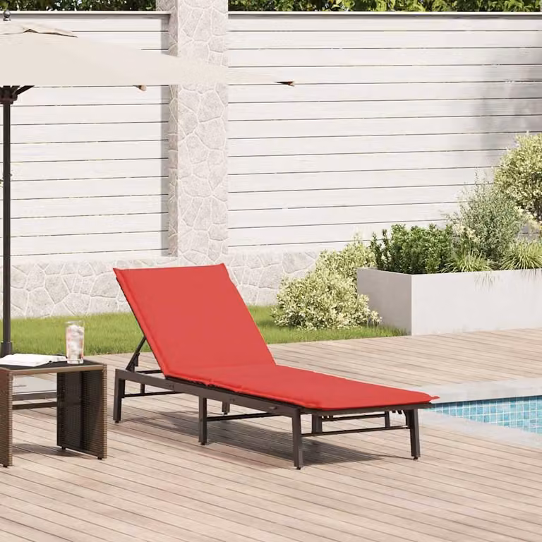 vidaXL Lettino Prendisole in Polyrattan Marrone con Cuscino Regolabile e Tessuto Resistente ai Raggi UV
