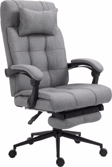 Sedia da ufficio ergonomica reclinabile con poggiatesta, braccioli e poggiapiedi ¨C zephmum ¨C grigio chiaro